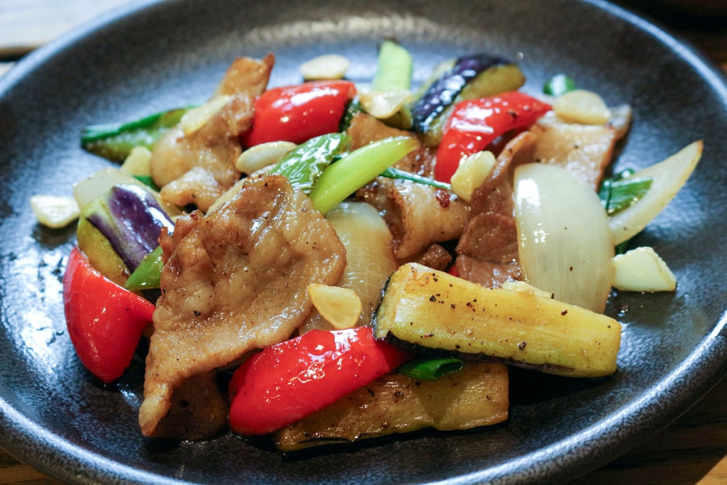 丹後の豚と野菜の炒め物