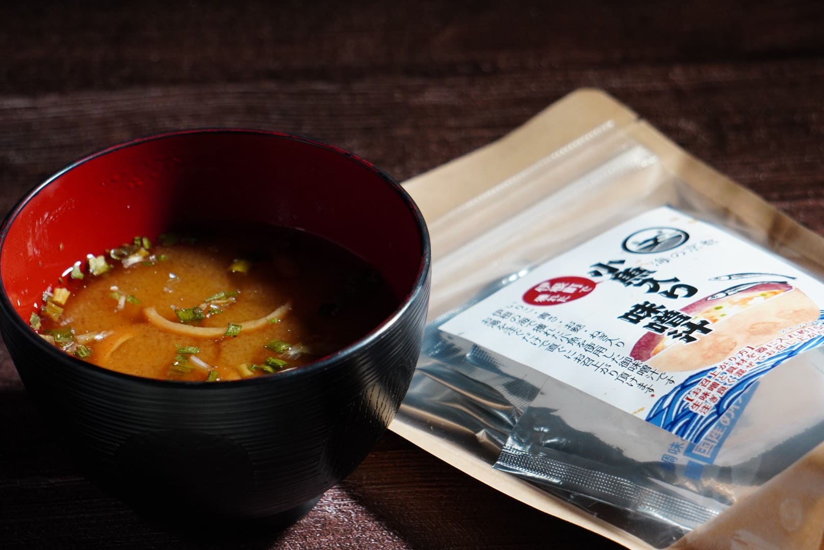 伊根で獲れた小魚入り味噌汁