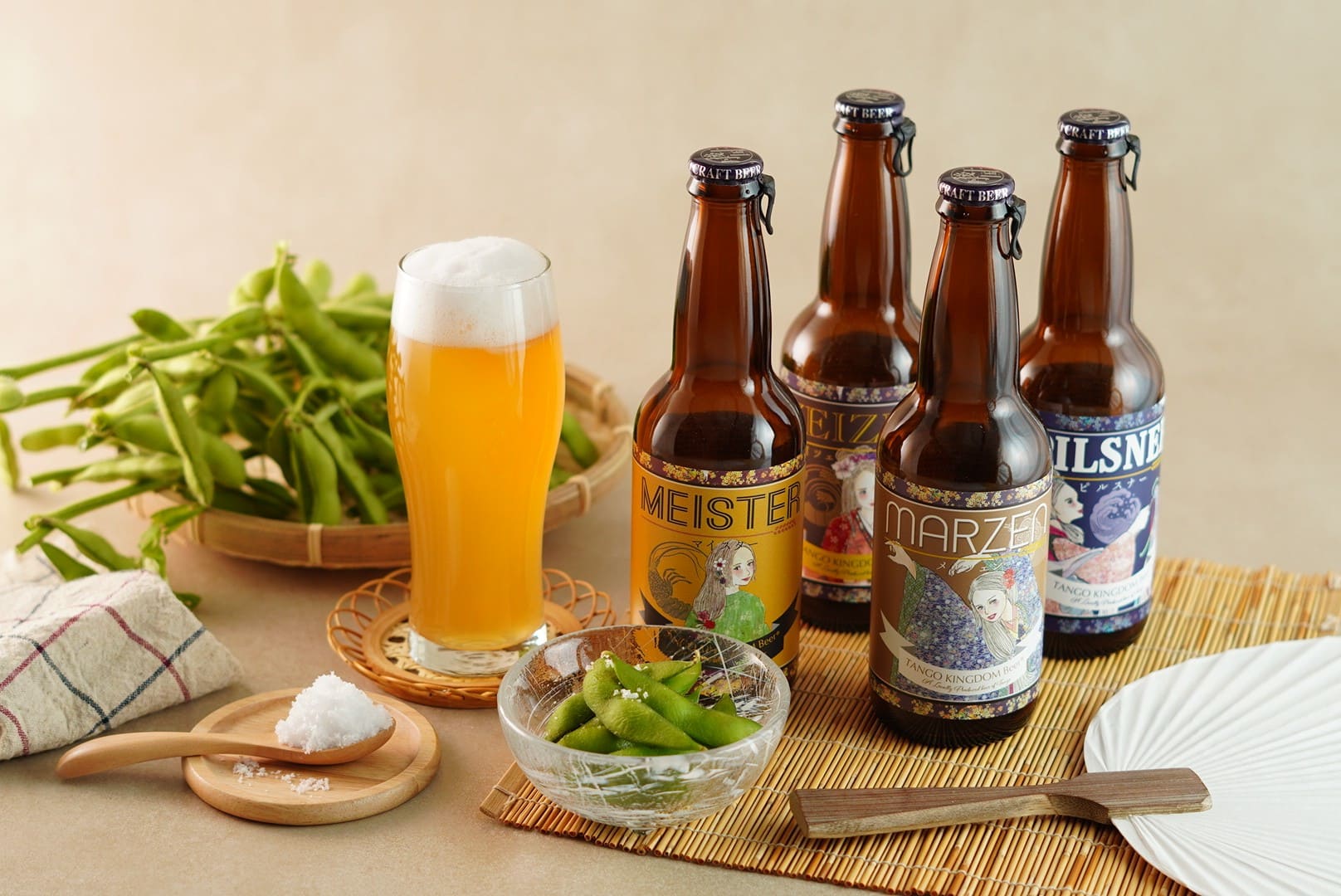 ビールと丹後の枝豆セット（琴引きの塩付き）